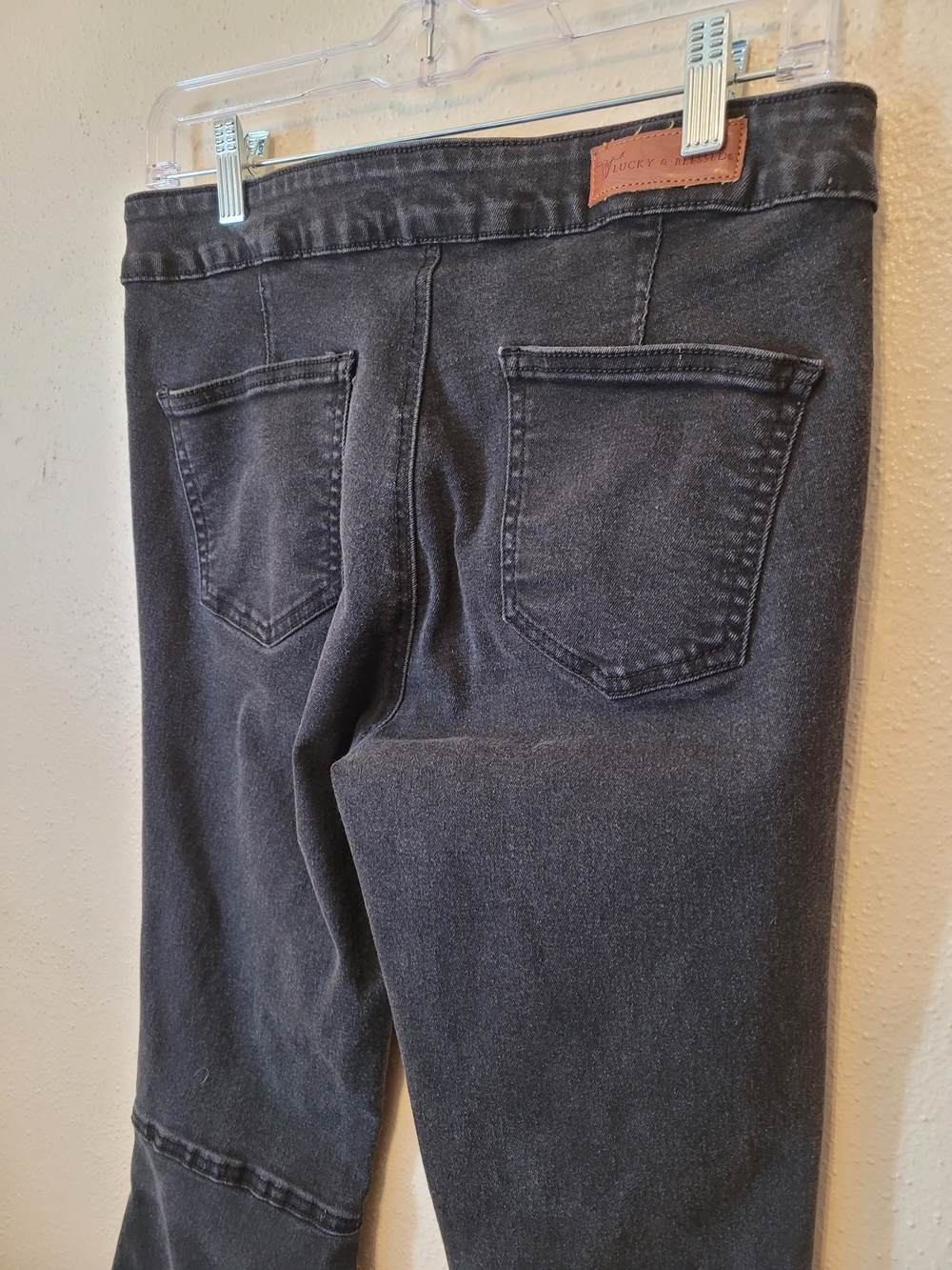 Lucky & Blessed Extreme Flare Bell Bottom Jeans Black Raw Hem Size 10 - Picture 6 of 9